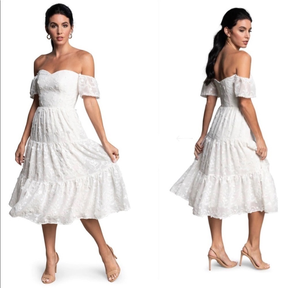 Dress the Population River Off-the-Shoulder Midi Dress